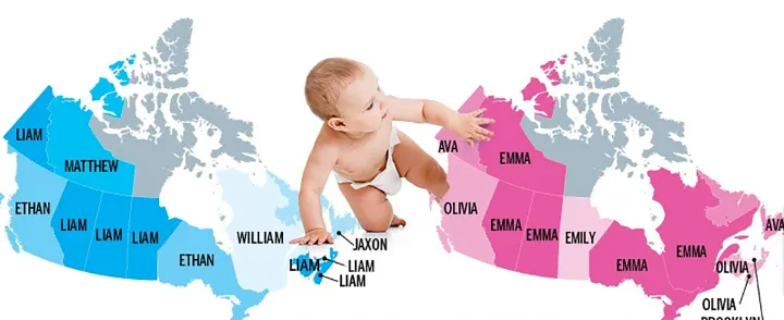محبوب‌ترین نام‌های نوزادان در کانادا